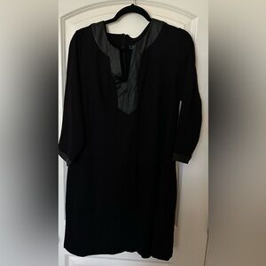 Kaari Blue Black Dress with Faux Leather Accents